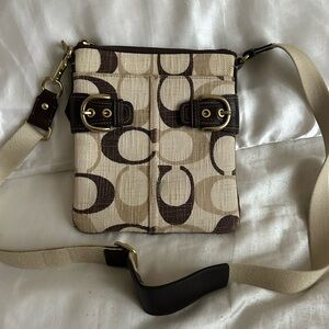 Coach Cream and Brown Crossbody Bag